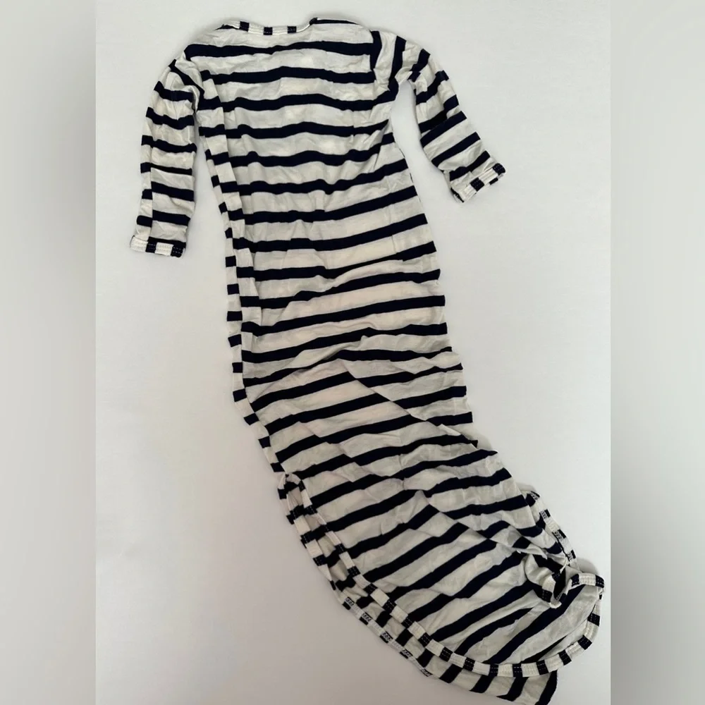 COHEN Newborn Knotted Gown - Lou Lou & Company‎ Cream White & Navy Blue Stripes